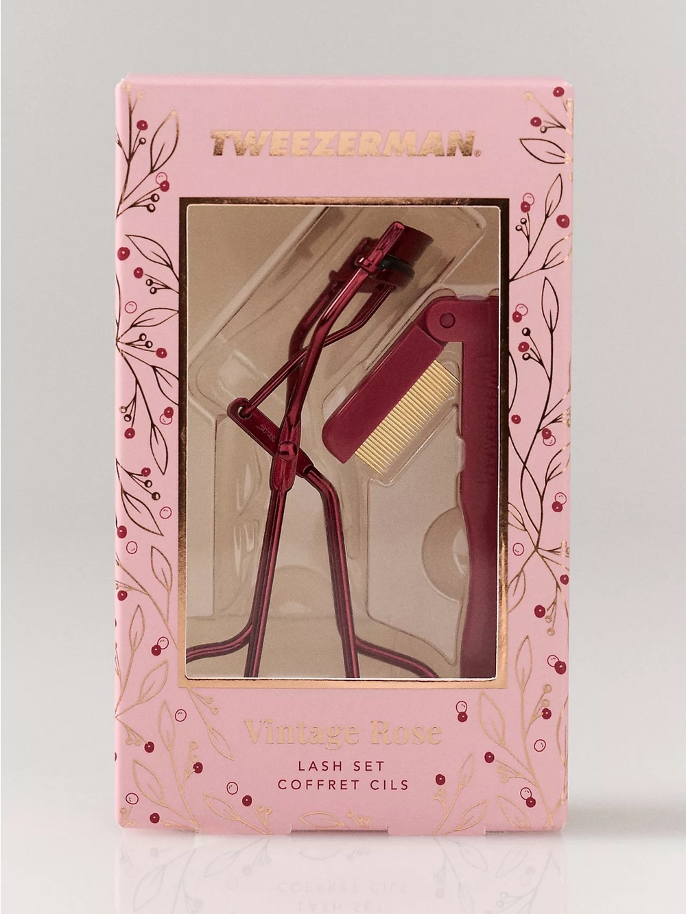 Tweezerman Vintage Rose Lash Set - Pink Eyelash Curler & Comb